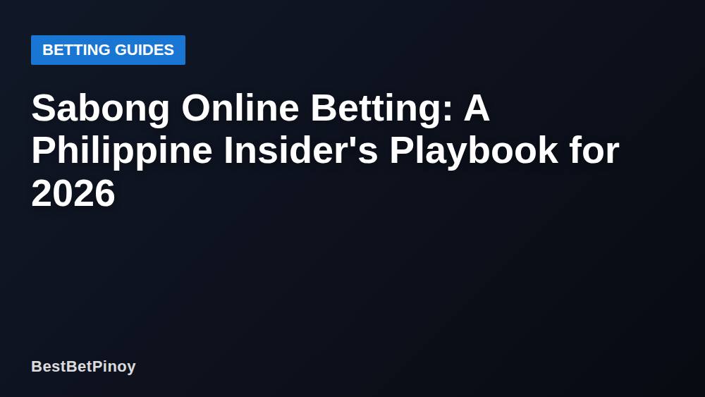 Sabong Online Betting: A Philippine Insider's Playbook for 2026